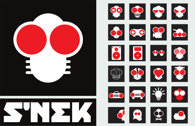 S'NEK logo and morphs